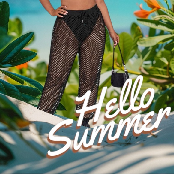 Black Fishnet Crop Top & Pants - Picture 3 of 14